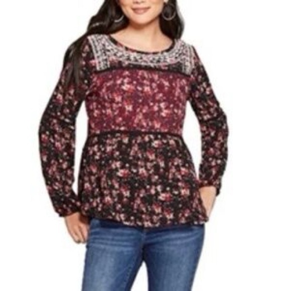 Tops - Knox Rose Floral Bohemian Romantic Peasant Top Sz M